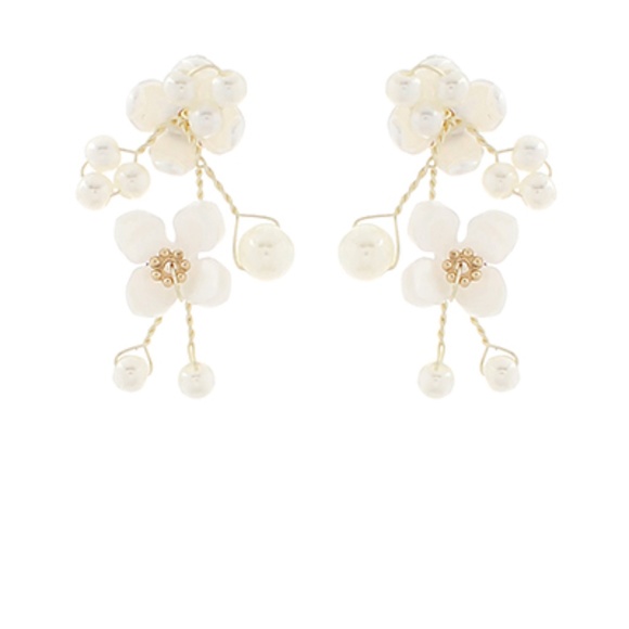 Pearl Flower Drop Earrings - Picture 1 of 1